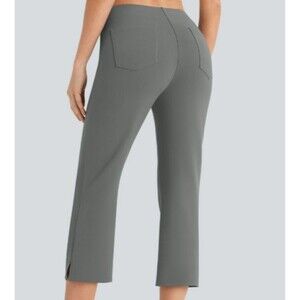 Halara Flex Gray Ponte Knit Back Pocket Pull On Capri Pants Size Large
